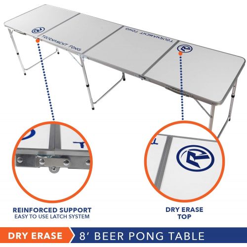  8 Foot Beer Pong Table by Rally and Roar  3 STYLE OPTIONS - Portable Party Drinking Games - Official 8ft x 2ft x 27.5in Regulation Size - Tournament Ready - Premium Indoor-Outdoor
