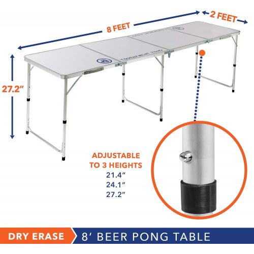  8 Foot Beer Pong Table by Rally and Roar  3 STYLE OPTIONS - Portable Party Drinking Games - Official 8ft x 2ft x 27.5in Regulation Size - Tournament Ready - Premium Indoor-Outdoor