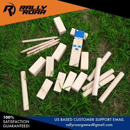  Kubb Yard Game Set by Rally and Roar for Adults, Families - Fun, Interactive Outdoor Family Games - Durable Blocks with Travel Bag - Games for Outside, Lawn, Backyards