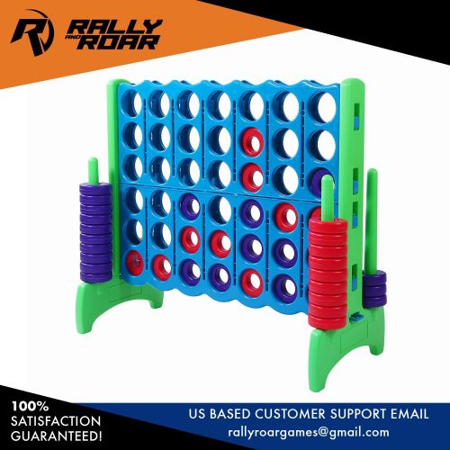  Giant 4 in A Row, 4 to Score  CHOOSE YOUR SET: PREMIUM OR STANDARD Plastic Four Connect Game in JUMBO (4FT) OR JUNIOR (3FT) Set with 44 Rings by Rally and Roar