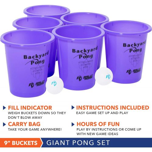  Rally and Roar Jumbo Tailgate Beer Pong Set - Includes 12 Durable 9 Tall Cups, 2 Balls, Carry Bag