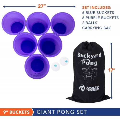  Rally and Roar Jumbo Tailgate Beer Pong Set - Includes 12 Durable 9 Tall Cups, 2 Balls, Carry Bag