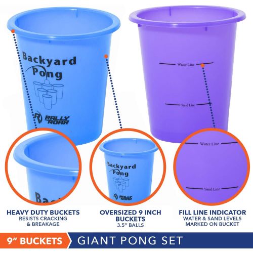  Rally and Roar Jumbo Tailgate Beer Pong Set - Includes 12 Durable 9 Tall Cups, 2 Balls, Carry Bag