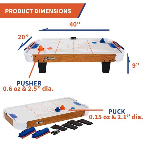  Rally and Roar Tabletop Air Hockey Table, Travel-Size, Lightweight, Plug-in - Mini Air-Powered Hockey Set with 2 Pucks, 2 Pushers, LED Score Tracker - Fun Arcade Games and Accessor