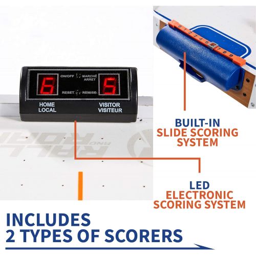  Rally and Roar Tabletop Air Hockey Table, Travel-Size, Lightweight, Plug-in - Mini Air-Powered Hockey Set with 2 Pucks, 2 Pushers, LED Score Tracker - Fun Arcade Games and Accessor