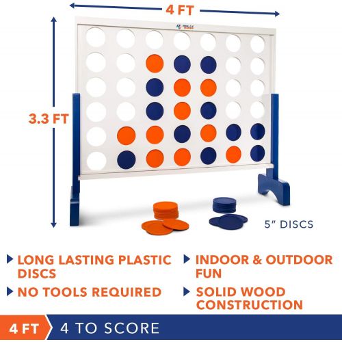  Rally and Roar Giant Wooden 4-in-a-Row - Complete Game Set in Multiple Sizes