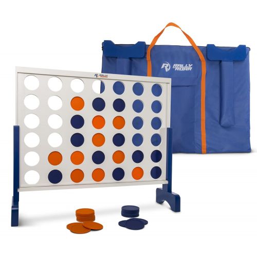  Rally and Roar Giant 4 in A Row, 4 to Score - Premium Wooden Four Connect Game Set - Oversized Family Outdoor Party Games for Backyard, Lawn, Parties, Bar Game - Fun for Adults, Kids - Easy Set U