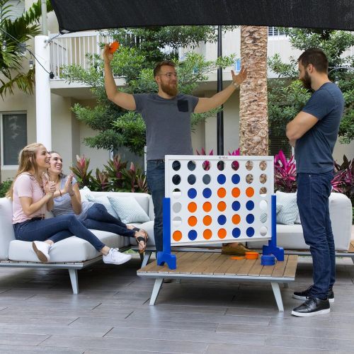  Rally and Roar Giant 4 in A Row, 4 to Score - Premium Wooden Four Connect Game Set - Oversized Family Outdoor Party Games for Backyard, Lawn, Parties, Bar Game - Fun for Adults, Kids - Easy Set U