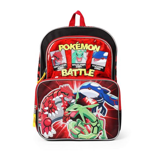  Ralme Pokemon, Groudon, Kyogre and Rayquaza Backpack School Bag, 16 Inch, Red