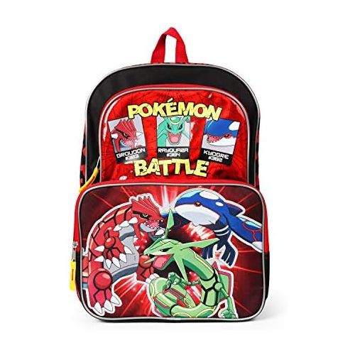  [아마존베스트]Ralme Pokemon, Groudon, Kyogre and Rayquaza Backpack School Bag, 16 Inch, Red