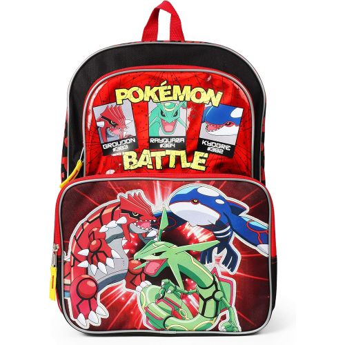  [아마존베스트]Ralme Pokemon, Groudon, Kyogre and Rayquaza Backpack School Bag, 16 Inch, Red