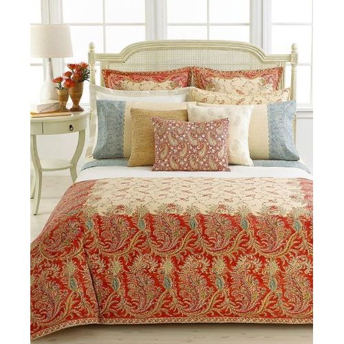  Ralph Lauren Lauren Mirabeau Paisley Red Floral Queen Bedskirt