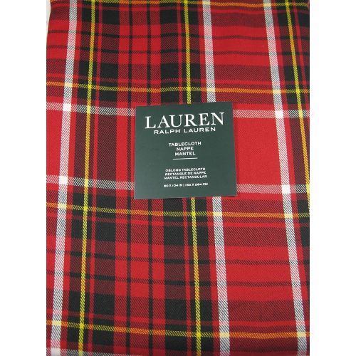  Ralph Lauren Gretchen Tartan Plaid Tablecloth Red 60 x 104