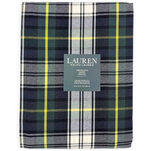  Ralph Lauren RALPH LAUREN Lauren Middlebrook Plaid Tablecloth 60 x 104 Inches Green