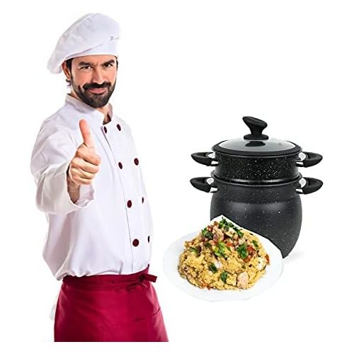  [아마존베스트]Ramadan24 Couscous Stainless Steel Steamer Couscous Pot Steamer Glass Lid Oriental