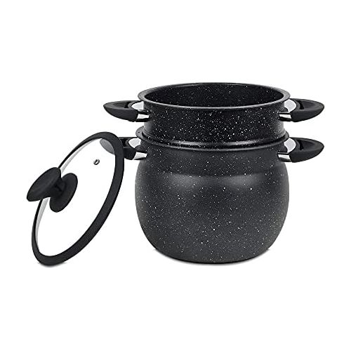  [아마존베스트]Ramadan24 Couscous Stainless Steel Steamer Couscous Pot Steamer Glass Lid Oriental