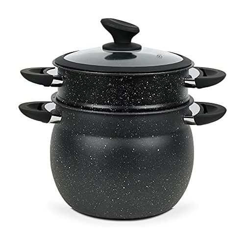  [아마존베스트]Ramadan24 Couscous Stainless Steel Steamer Couscous Pot Steamer Glass Lid Oriental