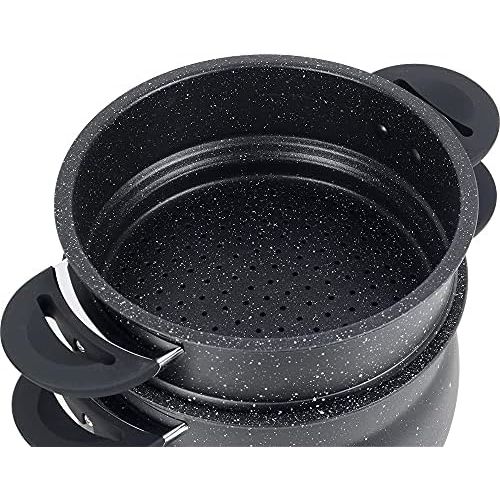  [아마존베스트]Ramadan24 Couscous Stainless Steel Steamer Couscous Pot Steamer Glass Lid Oriental