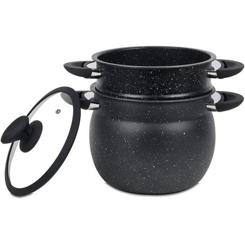  [아마존베스트]Ramadan24 Couscous Stainless Steel Steamer Couscous Pot Steamer Glass Lid Oriental
