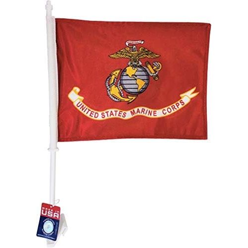  Ramsons Imports Double-Sided Car Flag 12 x 18 - U.S. Marine Corps Emblem, Made in USA