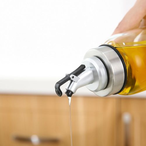  Ranaphil Olive Oil And Vinegar Dispenser With Drip-Free Spouts - Oil And Vinegar Bottle Dispenser With Degree Scale For Kitchen 500ML