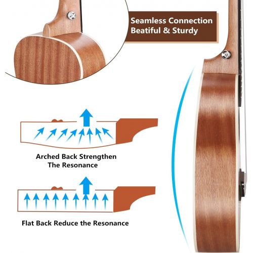  Ranch Left handed Concert Ukulele 23 inch Professional Wooden ukelele Instrument with Padded Gig Bag