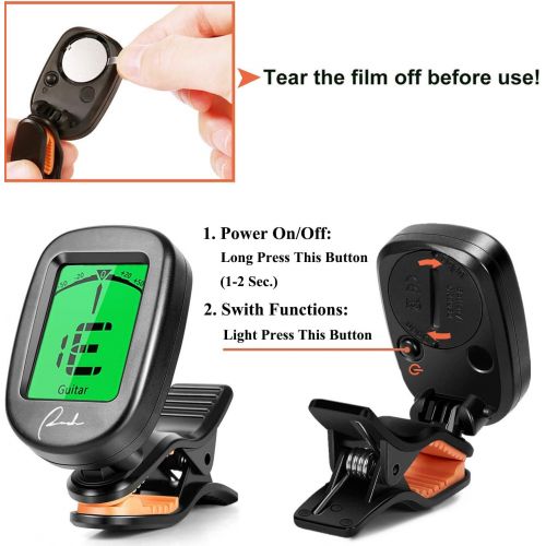  [아마존베스트]Ranch Tuner Professional Clip On for Acoustic/Electric Guitar, Ukulele, Violin, Bass, Banjo & Chromatic Tuning Modes - Classical Black