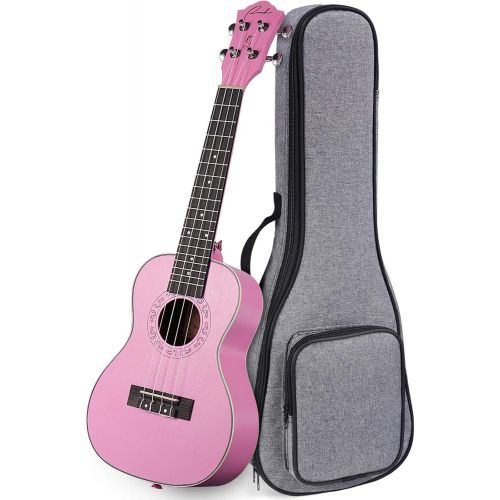  [아마존베스트]Concert Ukulele Ranch 23 inch Professional Wooden ukelele Instrument with Free Online 12 Lessons and Gig Bag - Small Hawaiian Guitar - Rose Pink