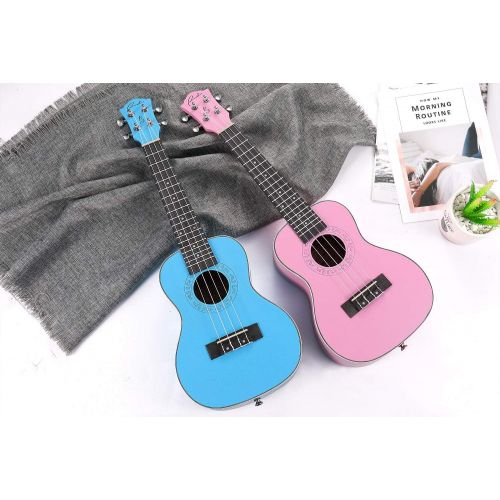  [아마존베스트]Concert Ukulele Ranch 23 inch Professional Wooden ukelele Instrument with Free Online 12 Lessons and Gig Bag - Small Hawaiian Guitar - Rose Pink