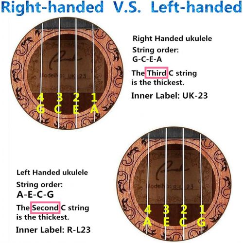  [아마존베스트]Ranch Left handed Concert Ukulele 23 inch Professional Wooden ukelele Instrument with Padded Gig Bag