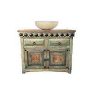 Rancho Collection Salamanca 36, Vanity with Clavos, Crackle Turquoise
