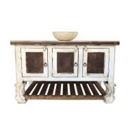 Rancho Collection San Francisco 48, Rustic Vanity with Metal Panels, Vintage White