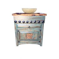 Rancho Collection Salamanca 30 Rustic Vanity with Clavos Vintage Turquoise