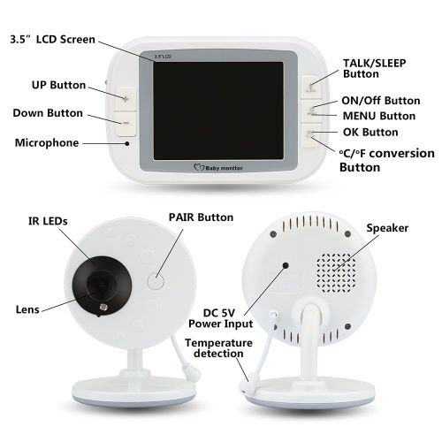  Random Video Baby Monitor with LCD Display Digital Camera Infrared Night Vision Two Way Talk Temperature Monitoring