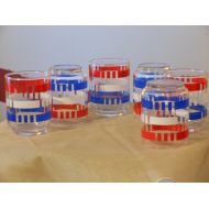 /RandysGallery Set of Six Red, White & Blue Vintage Libbey Juice Glasses