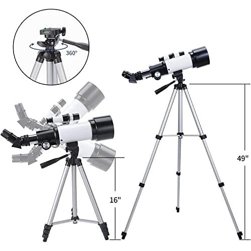  [아마존베스트]Ranipobo Astronomical Telescope, Zoom HD 400/70mm, High Magnification Range with Tripod, Portable, comes with Backpack and Smartphone Adapter, for Adults, Children and Beginners