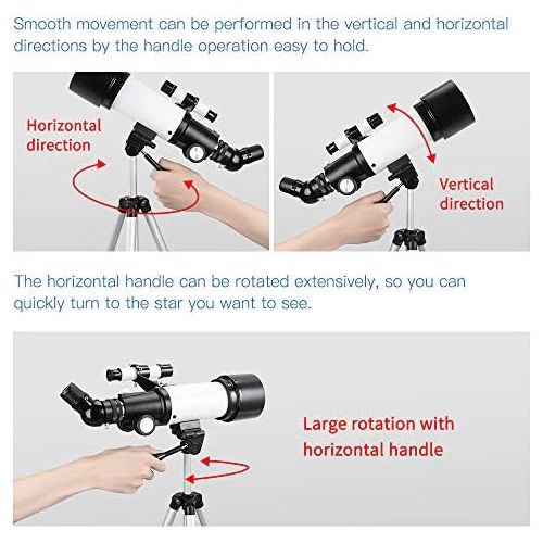  [아마존베스트]Ranipobo Astronomical Telescope, Zoom HD 400/70mm, High Magnification Range with Tripod, Portable, comes with Backpack and Smartphone Adapter, for Adults, Children and Beginners