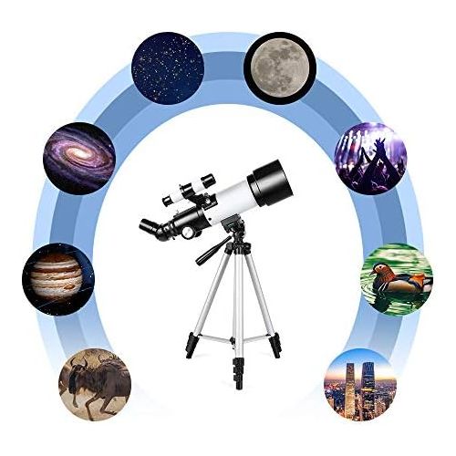  [아마존베스트]Ranipobo Astronomical Telescope, Zoom HD 400/70mm, High Magnification Range with Tripod, Portable, comes with Backpack and Smartphone Adapter, for Adults, Children and Beginners