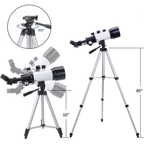  [아마존베스트]Ranipobo Astronomical Telescope, Zoom HD 400/70mm, High Magnification Range with Tripod, Portable, comes with Backpack and Smartphone Adapter, for Adults, Children and Beginners