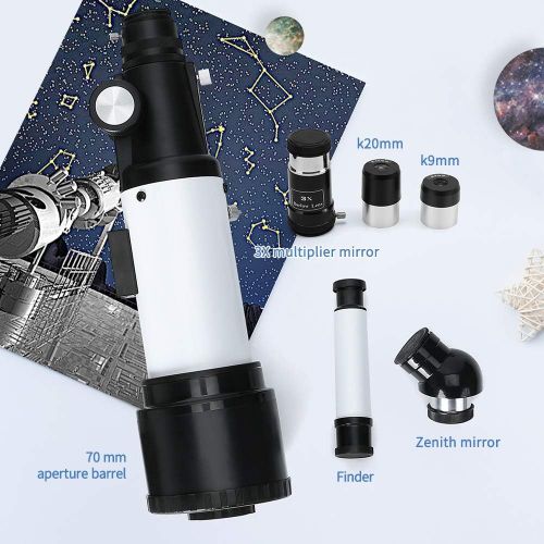  [아마존베스트]Ranipobo Astronomical Telescope, Zoom HD 400/70mm, High Magnification Range with Tripod, Portable, comes with Backpack and Smartphone Adapter, for Adults, Children and Beginners