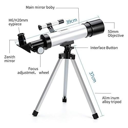  [아마존베스트]-Service-Informationen Ranipobo Astronomical Telescope Zoom 90X HD Monocular Outdoor Space Telescope 360/50mm Astronomical Telescope for Refractor Telescope with Tripod for Children Beginners