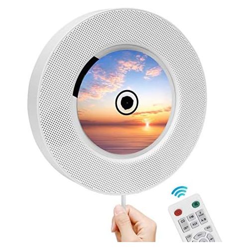  [아마존베스트]Ranipobo Portable CD Player with Bluetooth, FM Radio, Wall Mounted CD Music Player with IR Remote Control, Built-in HiFi Speakers, Support CD, USB, TF, AUX Input, Home Decor