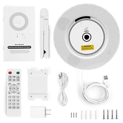  [아마존베스트]Ranipobo Portable CD Player with Bluetooth, FM Radio, Wall Mounted CD Music Player with IR Remote Control, Built-in HiFi Speakers, Support CD, USB, TF, AUX Input, Home Decor