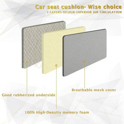  [아마존 핫딜] RaoRanDang Car Seat Cushion Pad for Car Driver Seat Office Chair, Computer Chair with Non Slip Bottom Memory Foam Seat Cushion (Gray)