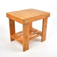 Rapesee Bamboo Lightweight Foot Stool Chair Bath Shower Stool Bench with Storage Shelf for Kids Bedroom Living Room Patio Garden Fishing Camping