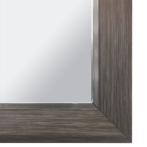  Raphael Rozen Hanging Framed Wall Mounted Mirror Art Deco, Wood Like and Metal Combination Elegant, Rectangular,Dark Grey Wood Grained Finish, 2 Wide Frame