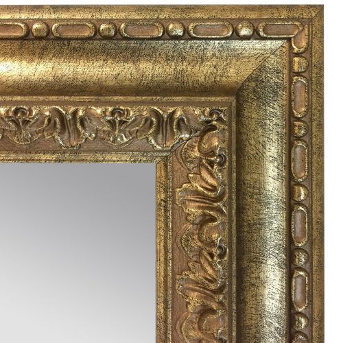  Raphael Rozen , Classic, Vintage, Hanging Framed Wall Mounted Mirror, Vintage Brushed Gold, Carved Frame