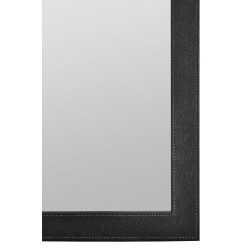  Hanging Framed Wood Wall Mounted Modern Elegant Mirror Rectangle, Black Pu Finish for Bathroom, Vanity, Living Room, Dining Room, Kitchen, Bedroom, Office By Raphael Rozen