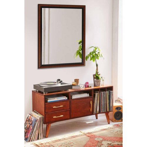  Raphael Rozen , Modern, Hanging Framed Wall Mounted Mirror, Dark Cherry