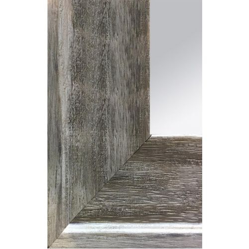  Raphael Rozen , Elegant, Modern, Classic, Vintage, Rustic, Hanging Framed Wall Mounted Mirror, Distressed Wood Like Finish, Gray - White Color 2 3/4 Inch Frame